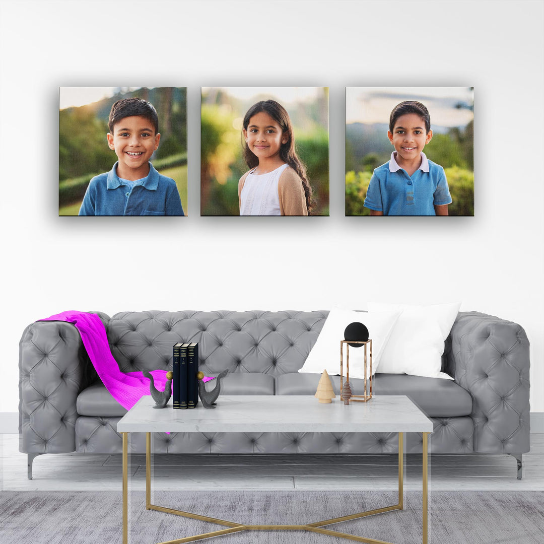 Personalised Square Canvas Wall Art - 3 Pcs