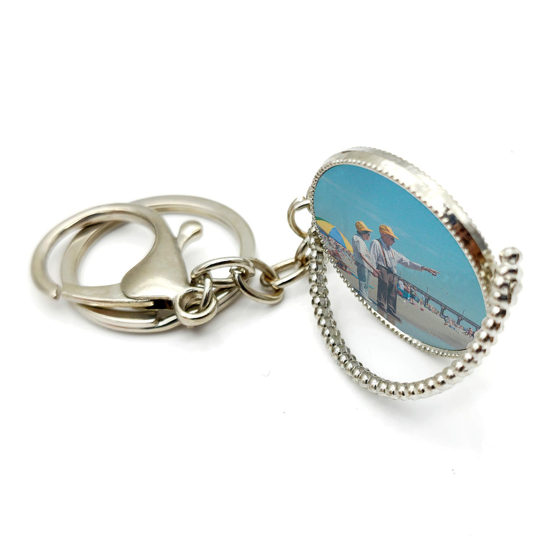 Personalised Double Sided Globe Metal Keyring