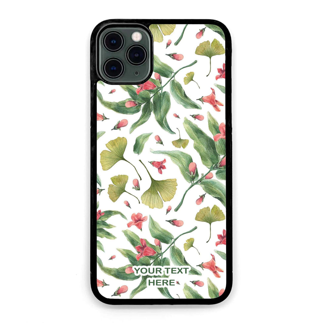 Personalised iPhone Black Rubber Case - Floral