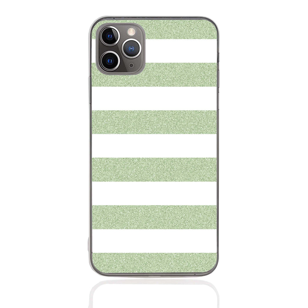 Personalised iPhone Clear Silicone Case - Glitter Stripes