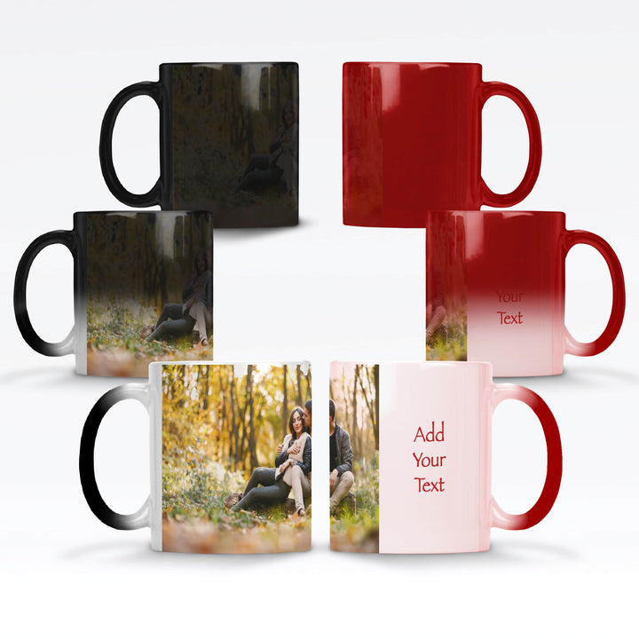 Personalised Picture & Text Magic Mug Black / Red