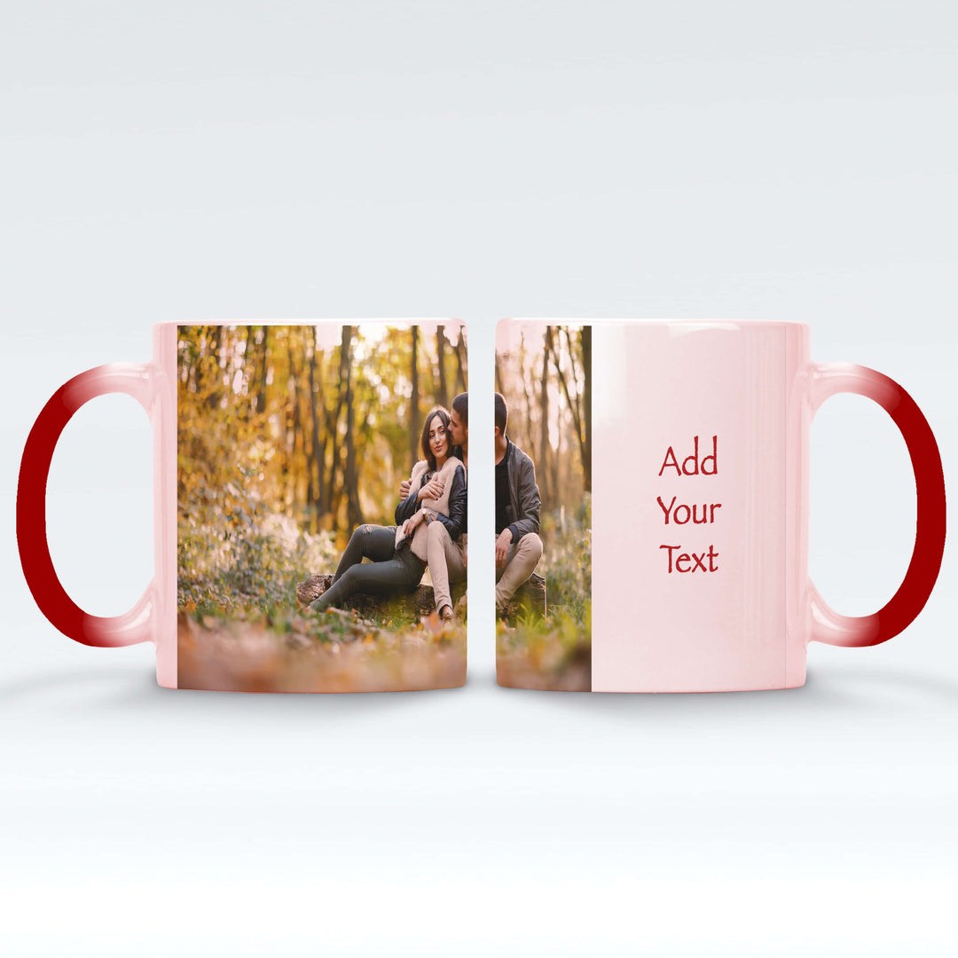 Personalised Picture & Text Magic Mug Black / Red