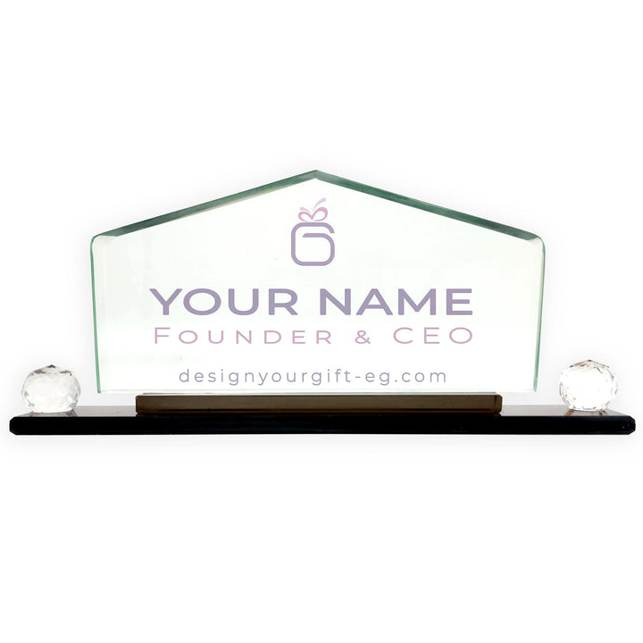 Pyramid Crystal Desk Name Plate