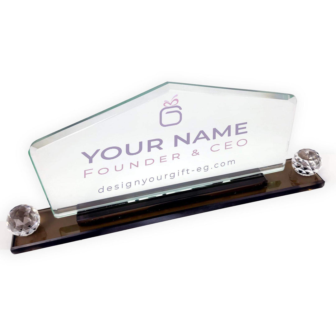 Pyramid Crystal Desk Name Plate