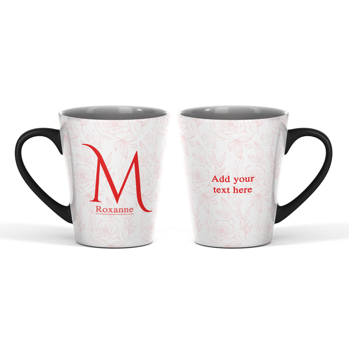 Floral Initial  Name with Message Magic Latte Mug