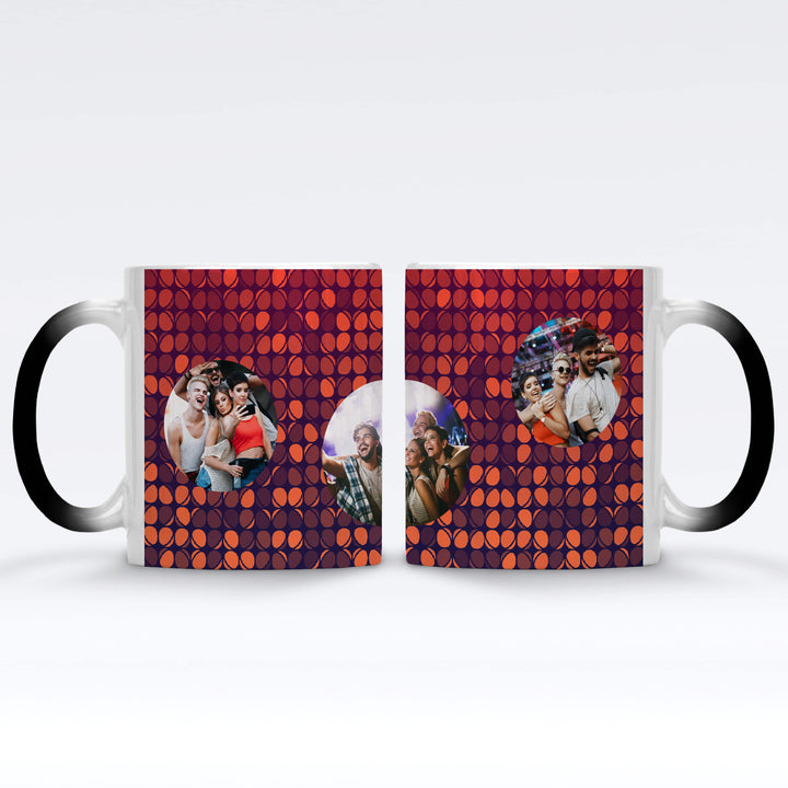 Personalised Disco Bubble Photo Collage Magic Mug Black/Red