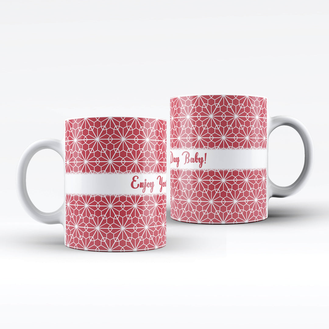 Personalised Seamless Red Flower Pattern Message Mug