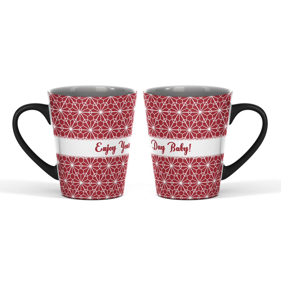 Red Flower Pattern Text Magic Latte Mug