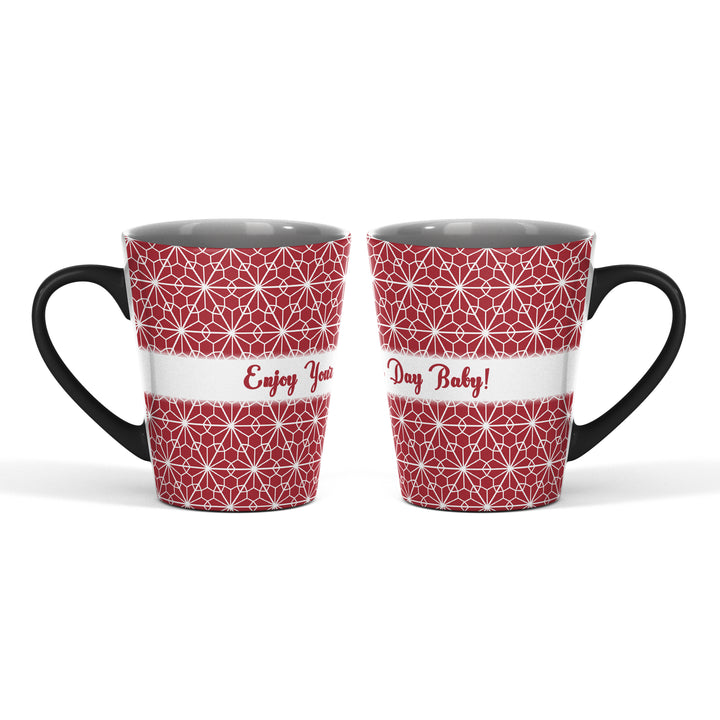 Red Flower Pattern Text Magic Latte Mug