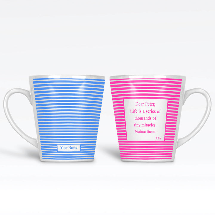 Stripes Name And Text Latte Mug