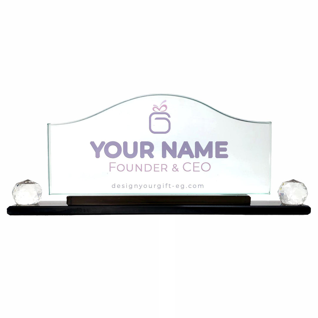 Wave Crystal Desk Name Plate