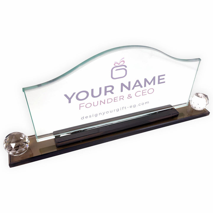 Wave Crystal Desk Name Plate