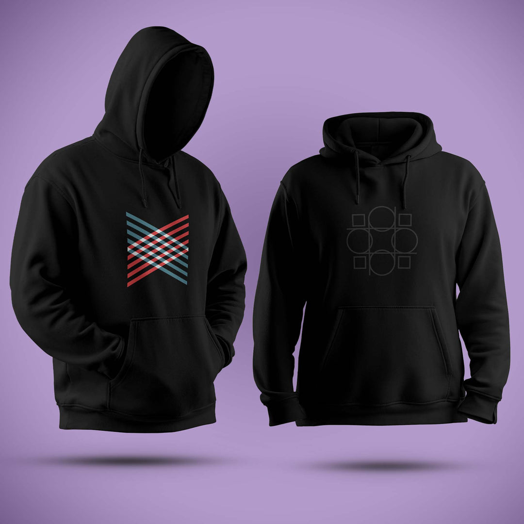 Geometric Design Black Hoodie