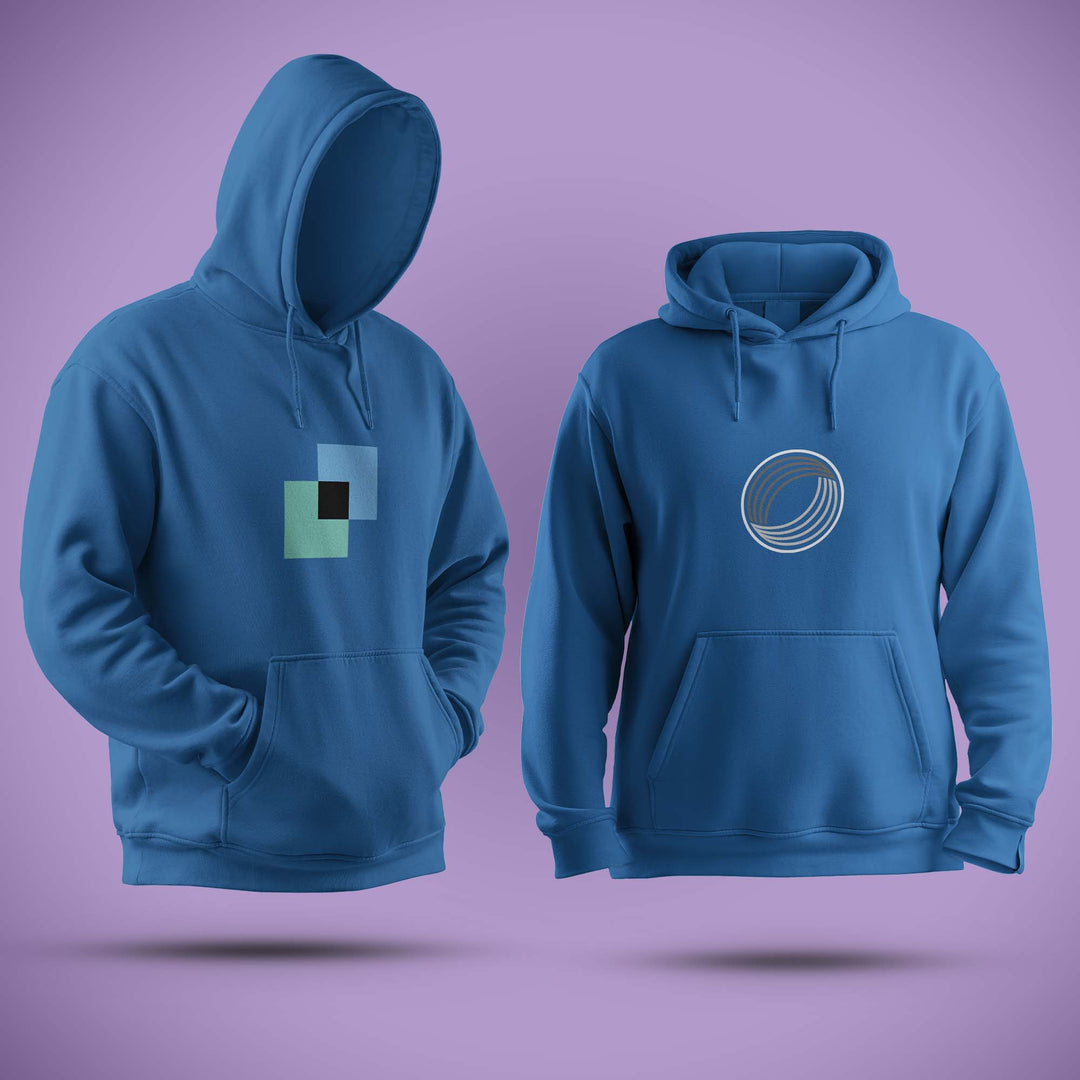 Geometric Design Blue Hoodie