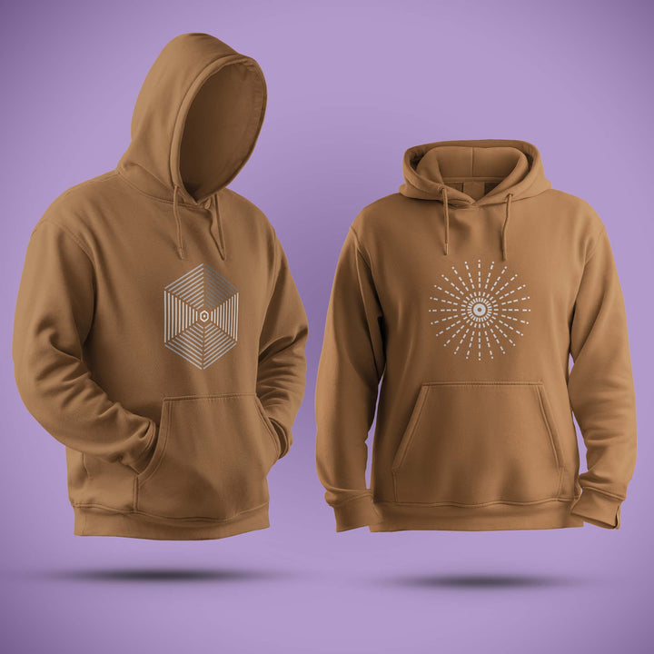 Geometric Design Brown Hoodie