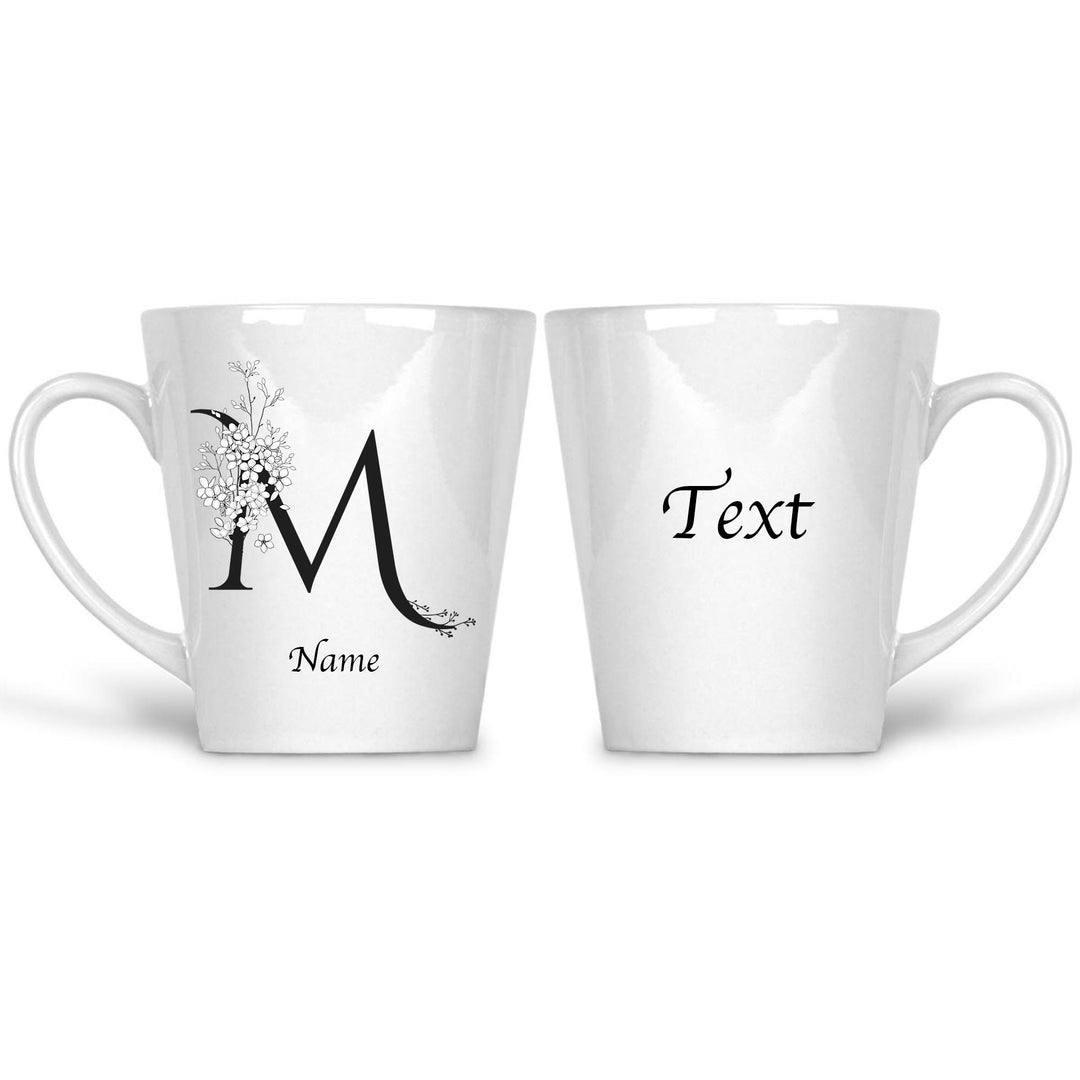 Floral Initial, Name And Text Custom Latte Mug