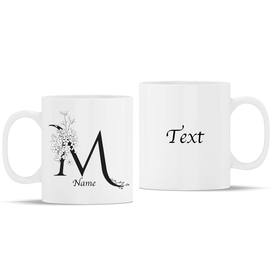 Floral Initial, Name And Text Classic Mug