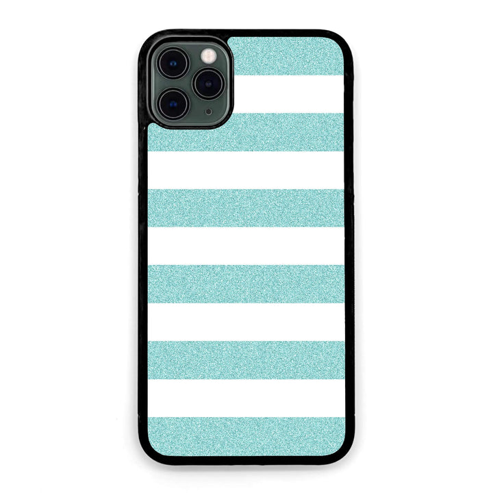 Personalised iPhone Black Rubber Case - Glitter Stripes