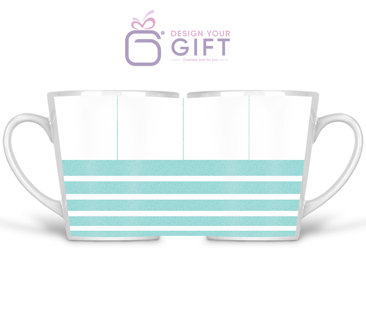 4 Photo Custom Latte Mug Glitter Stripes