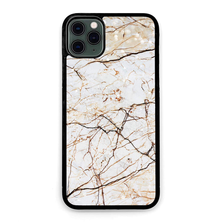 Personalised iPhone Black Rubber Case - Marble Design