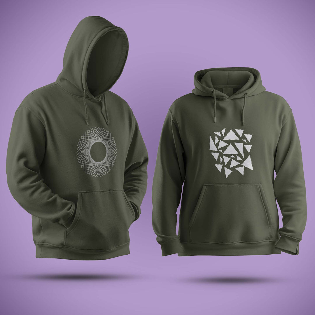 Geometric Design Olive Green Hoodie