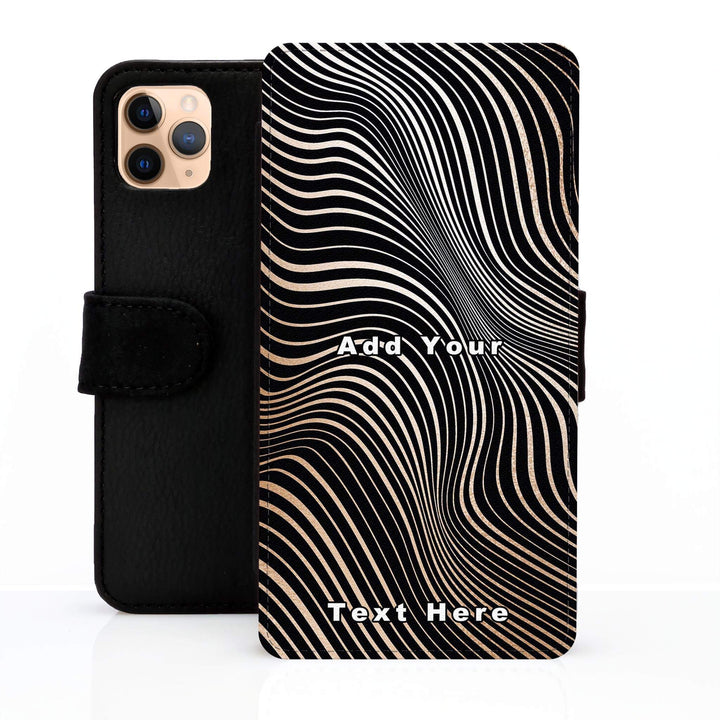 iPhone Personalised Leather Wallet Case 3D Waves