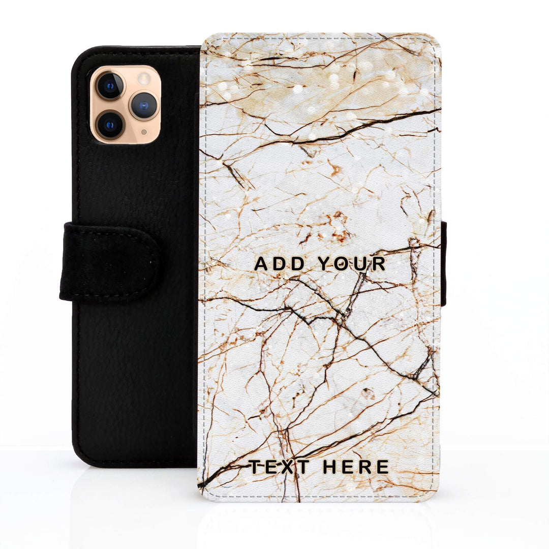 iPhone Personalised Leather Wallet Case Marble