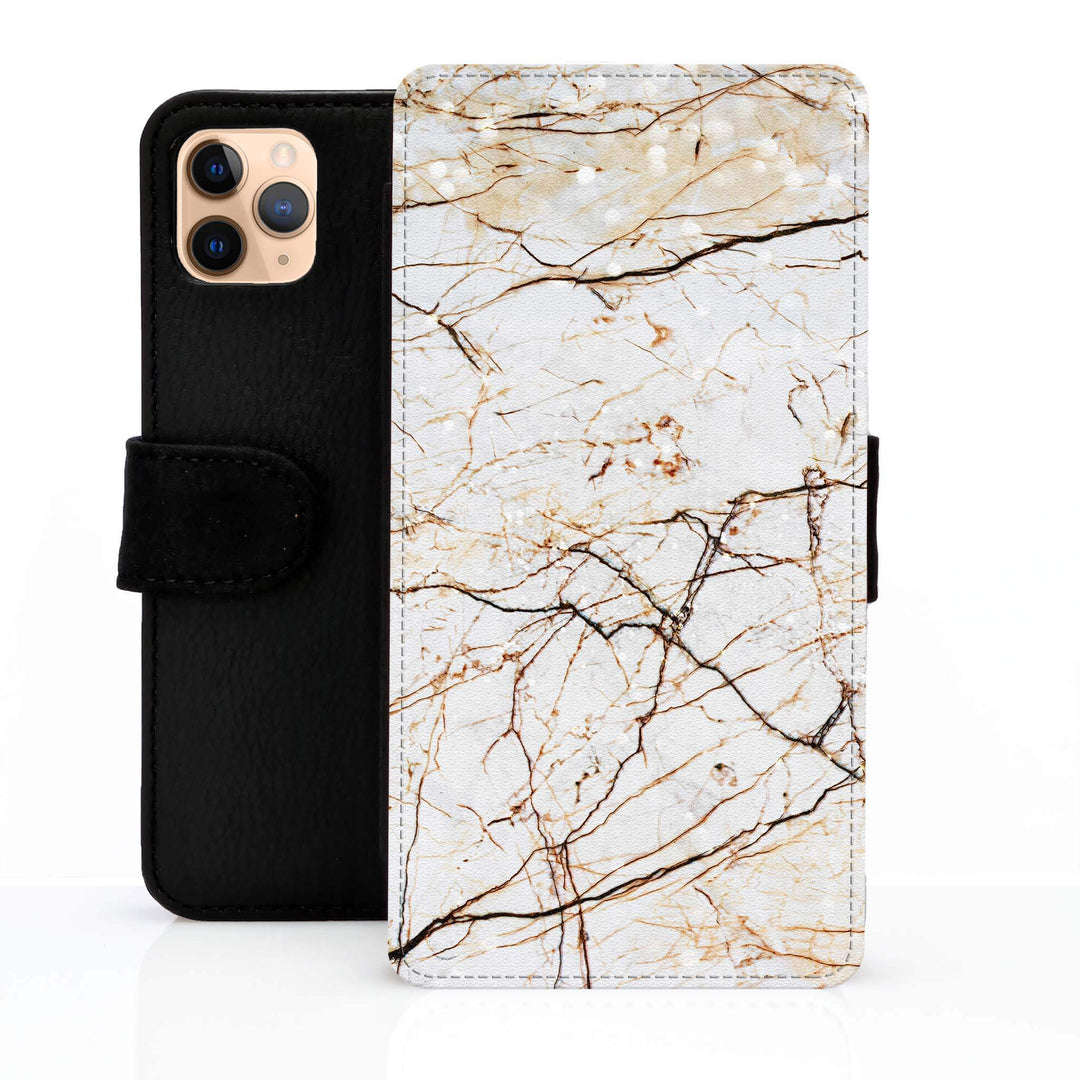 iPhone Personalised Leather Wallet Case Marble