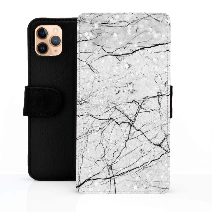 iPhone Personalised Leather Wallet Case Marble