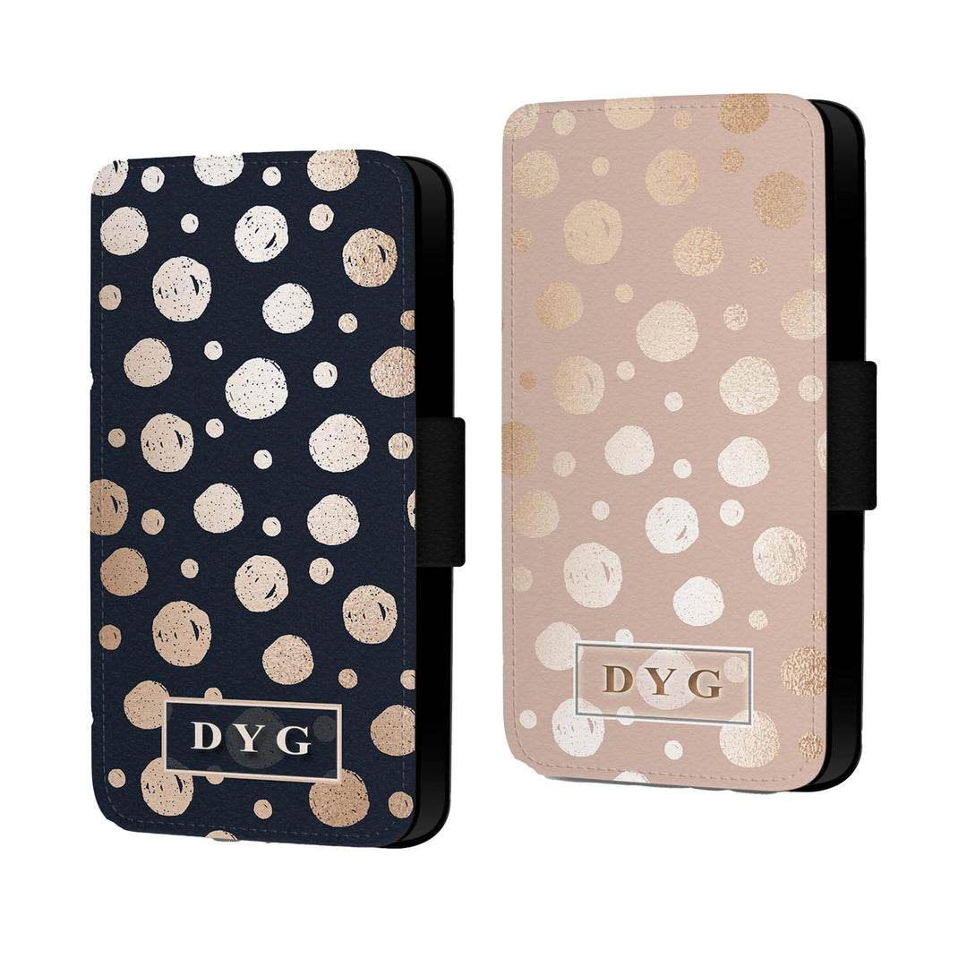 Custom Text Leather Phone Case - Rose Dots