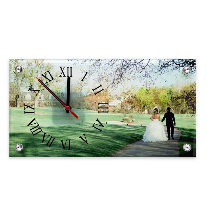 Personalised Glass Desk Clock - 30x16cm