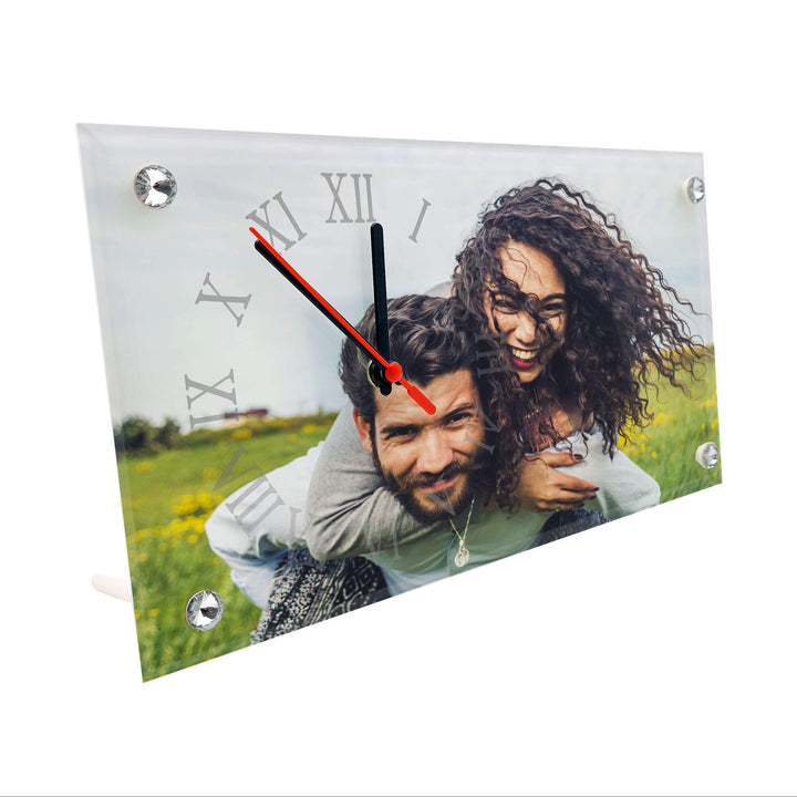 Personalised Glass Desk Clock - 30x16cm