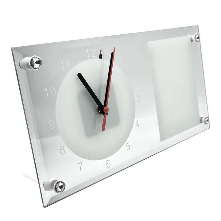 Personalised Mirror Glass Desk Clock 30x16.5 cm