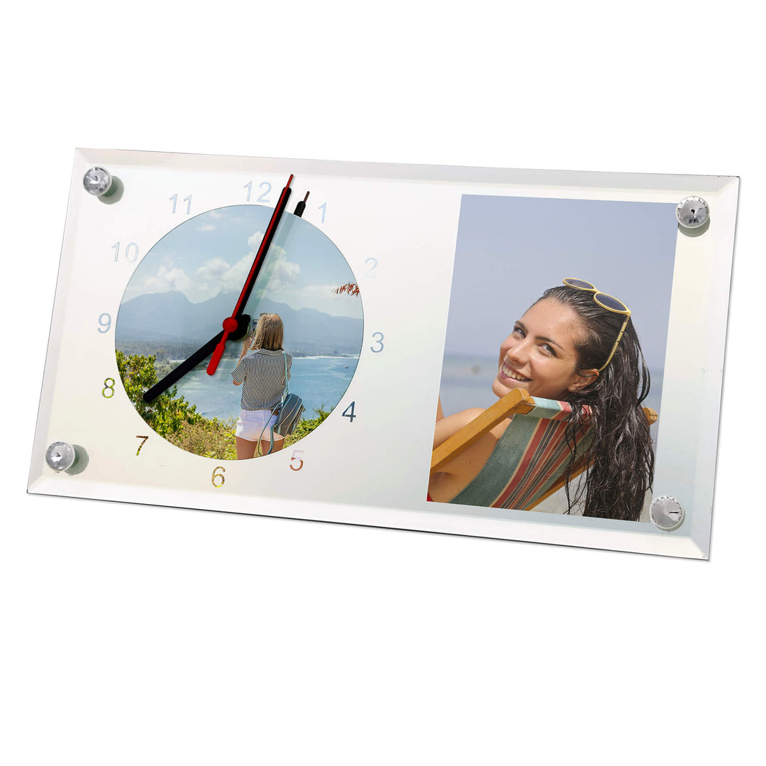 Personalised Mirror Glass Desk Clock 30x16.5 cm