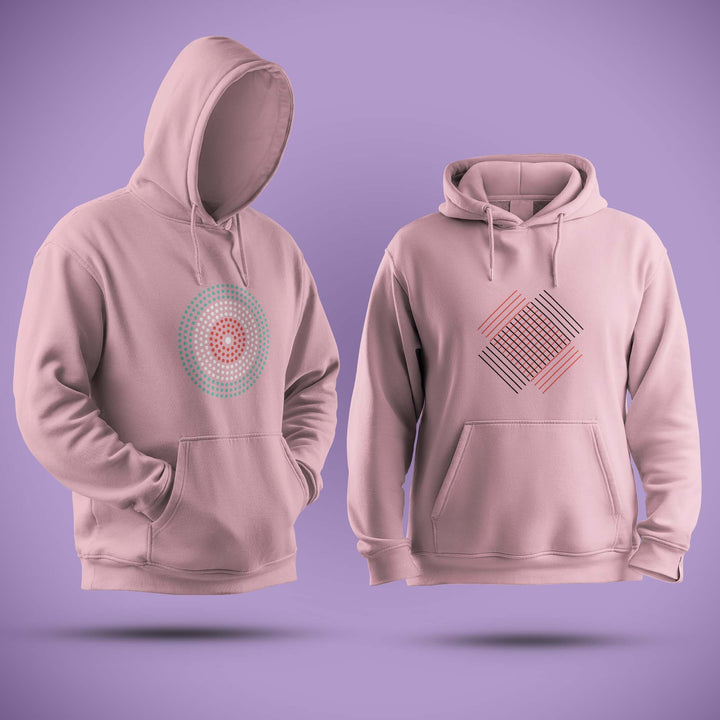 Geometric Design Pink Hoodie