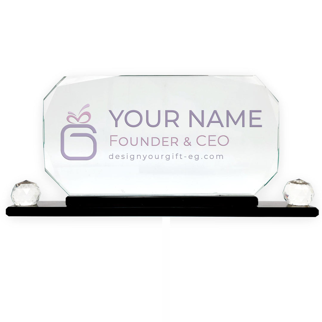 Rectangular Octagon Crystal Desk Name Plate