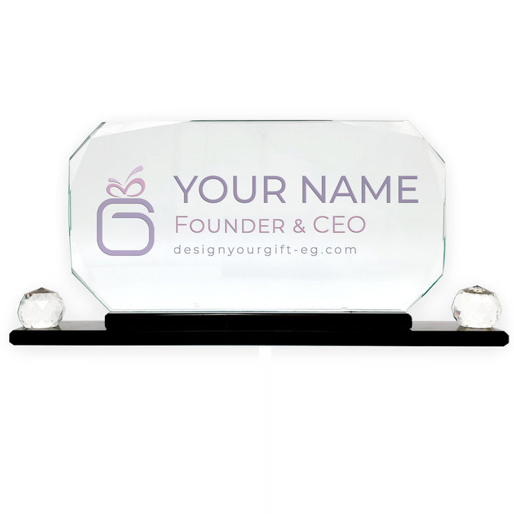 Rectangular Octagon Crystal Desk Name Plate