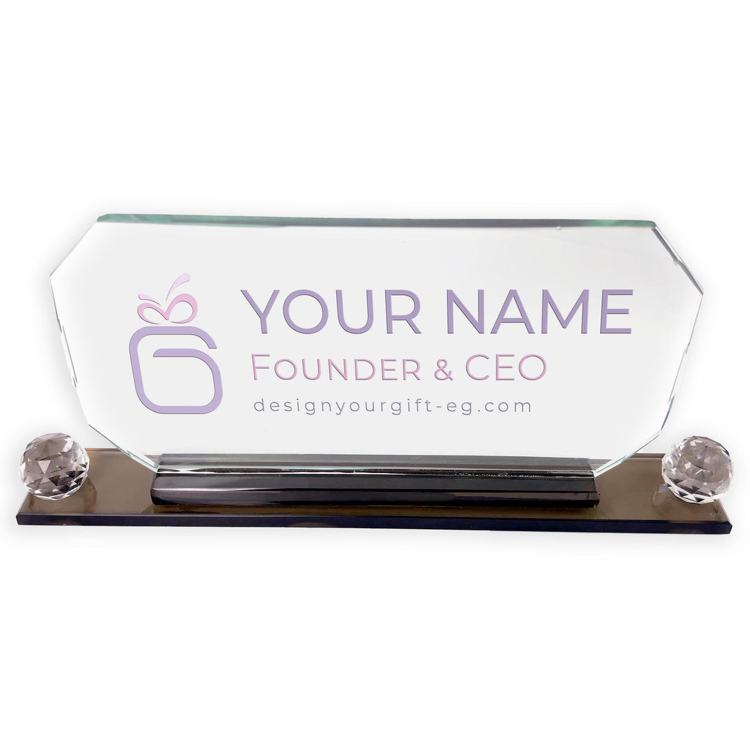 Rectangular Octagon Crystal Desk Name Plate