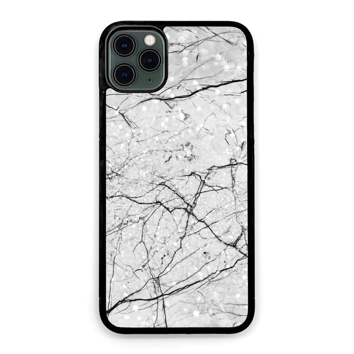 Personalised iPhone Black Rubber Case - Marble Design