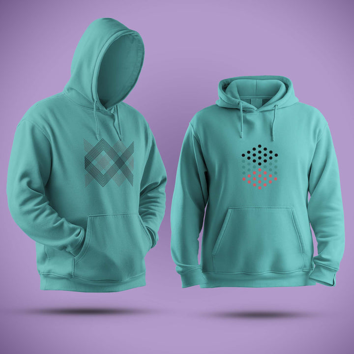 Geometric Design Turquoise Hoodie