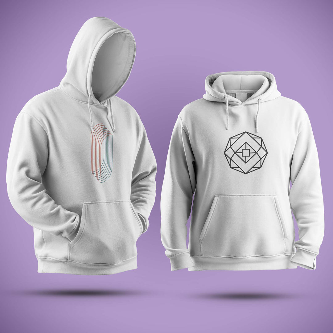 Geometric Design White Hoodie